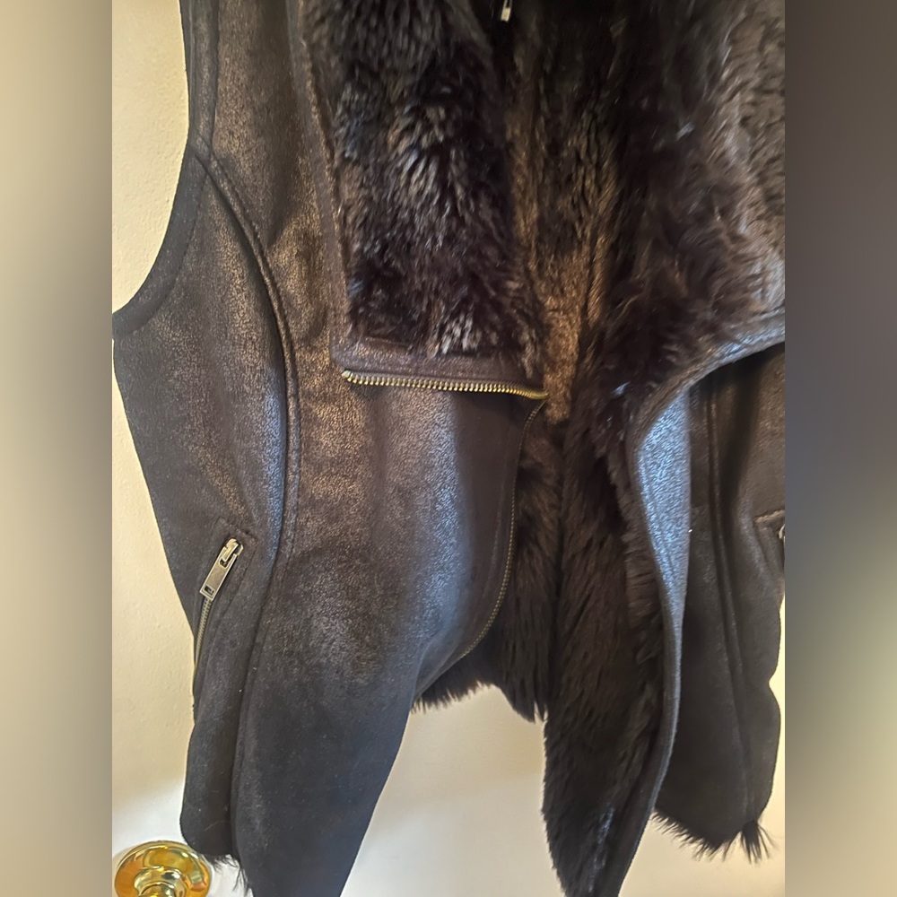 Banana Republic Black Faux Fur/skin vest